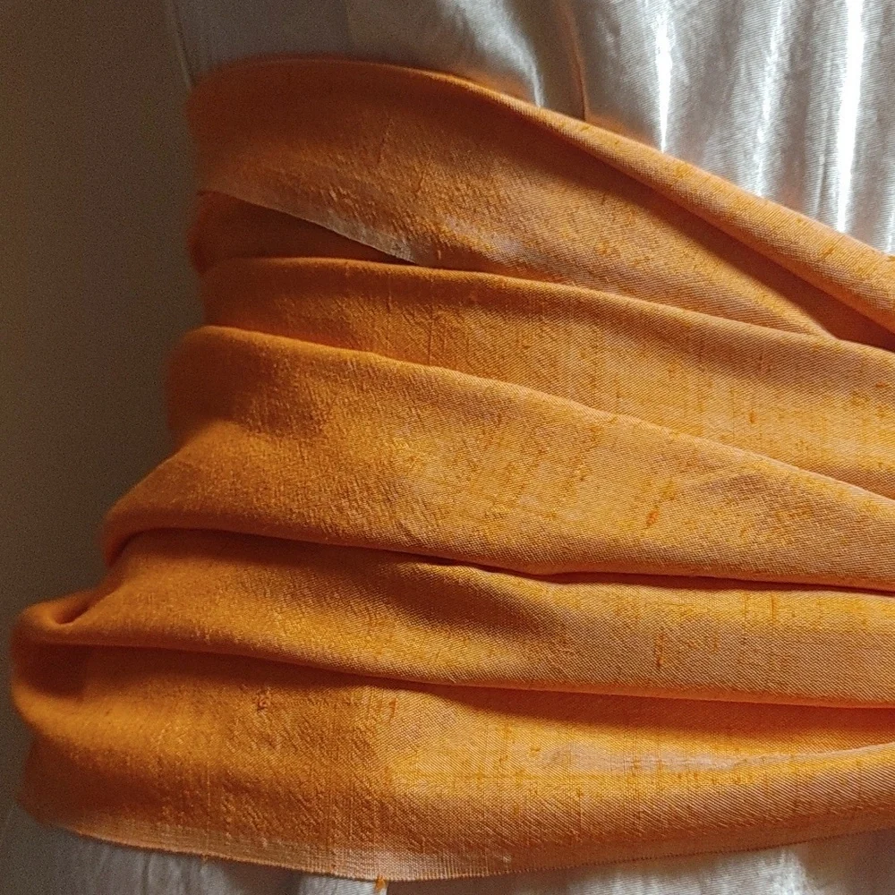 Final $ Duponi Raw Silk Scarf Wrap in Orange